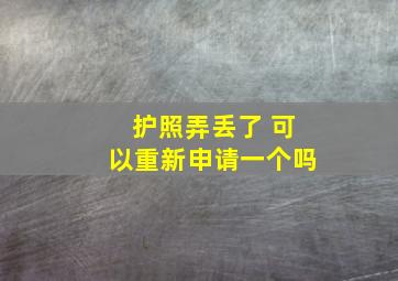 护照弄丢了 可以重新申请一个吗